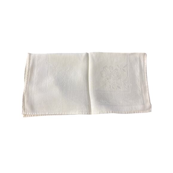 Vintage Set of 12 Pale Yellow Damask Luncheon Napkins Cottagecore Shabby - Picture 4 of 6